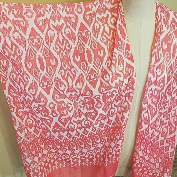 Pink Ikat Printed Scarf Wrap - Cover Up - Picture 2 of 8